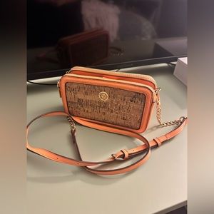 BOHO REVOLVE: Ann Klein Orange+Gold Cork Camera Crossbody